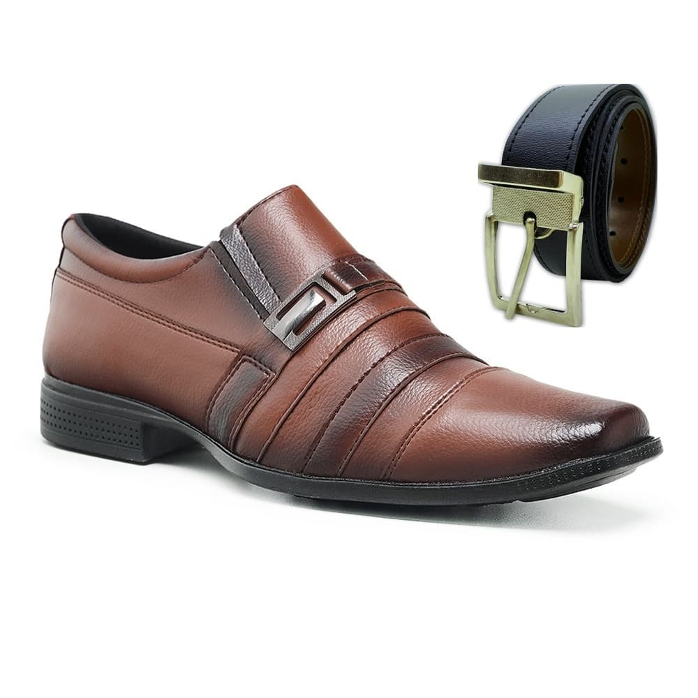Kit Sapato Masculino Social  Dia a Dia Confortável  com Cinto