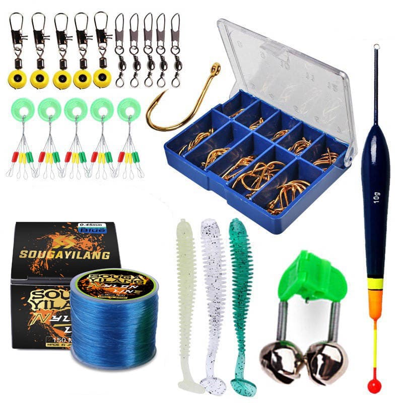 Sougayilang Os acessórios de equipamentos de pesca estabelecem um conjunto de iscos de pesca e uma linha de pesca para