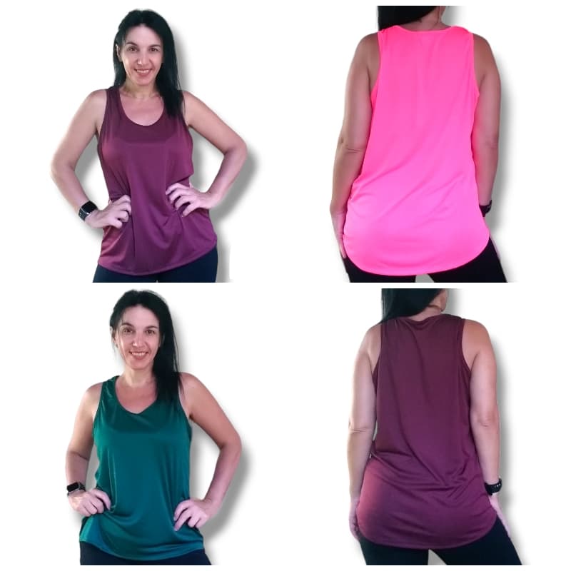 Kit 3 Camiseta Regata Feminina Tapa Bumbum Fitness Academia Sublimação Corrida Caminhada Crossfit