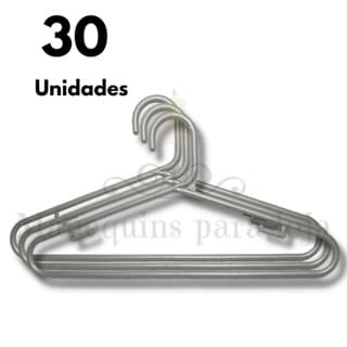Kit 30 Cabide Tradicional Cinza Cabides Adulto Expositor Para Roupas Loja