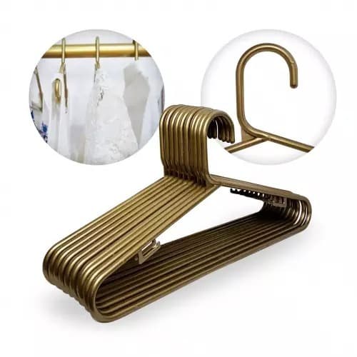 Kit 30 Cabide Acrílico Dourado Cabides Adulto Expositor Para Roupas Loja