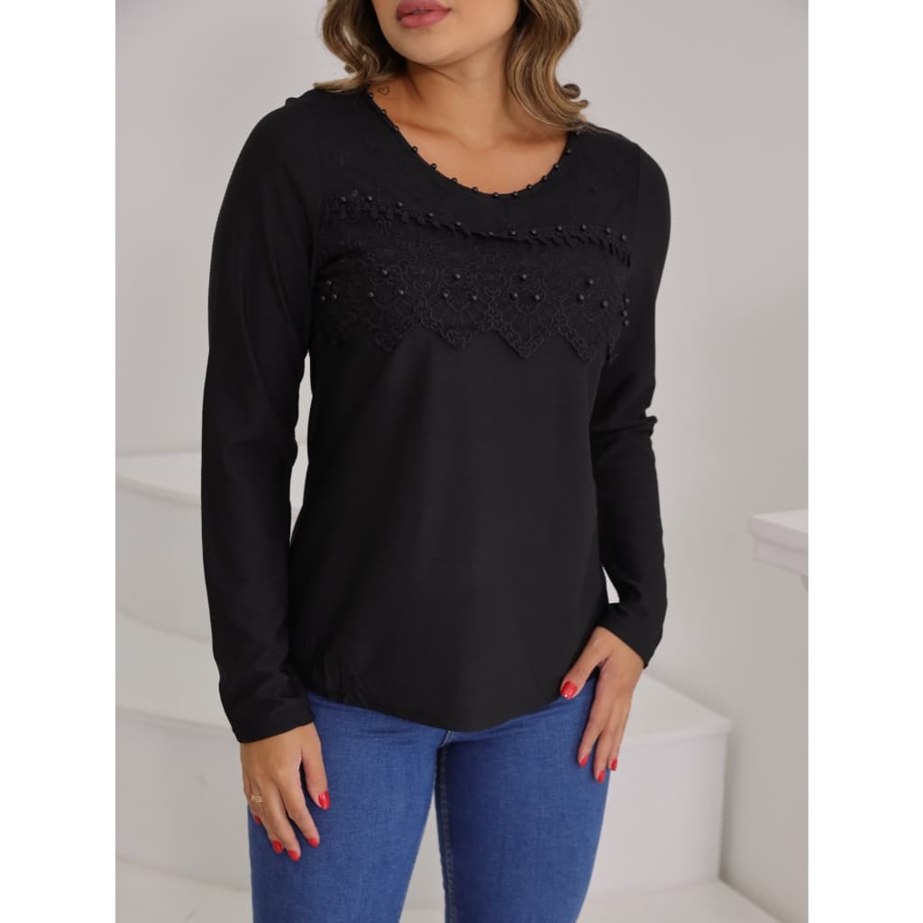BLUSA LISA MANGA LONGA DE FLORIDO