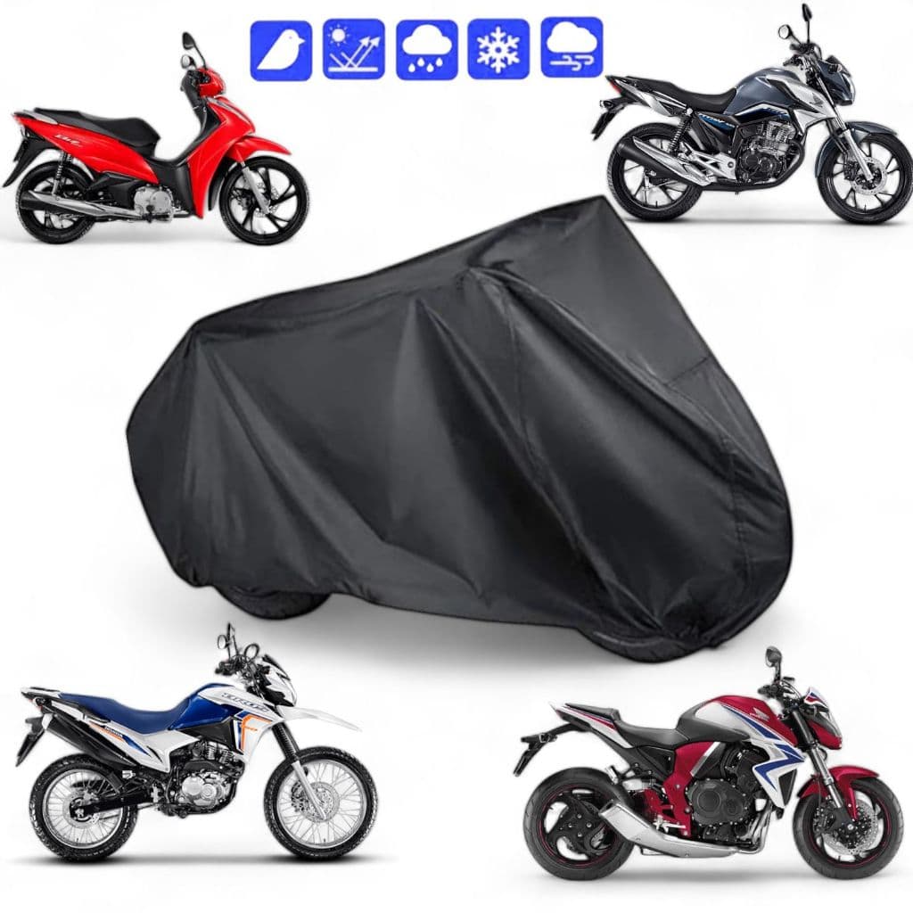 Capa Cobrir Moto Proteção Contra Sol Chuva Granizo Riscos Poeira 100% Forrada Impermeável