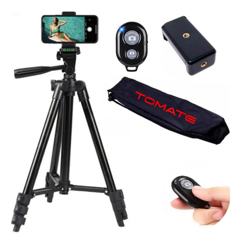 Tripé Profissional Para Câmera E Celular + Bolsa + Controle e Tripé Para Celular