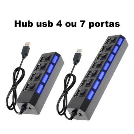 Regua Cabo Hub Usb 3.0 De 4 ou 7 Portas Rápidas Extensão Usb Pc