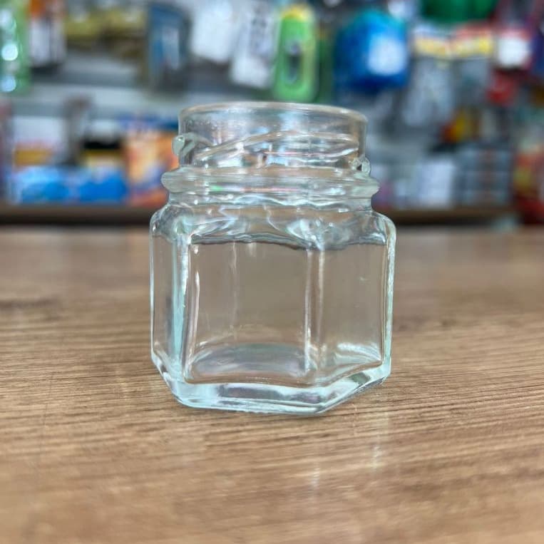 Potes Vidro sextavado  40 ml papinha c/ tampa 10 und