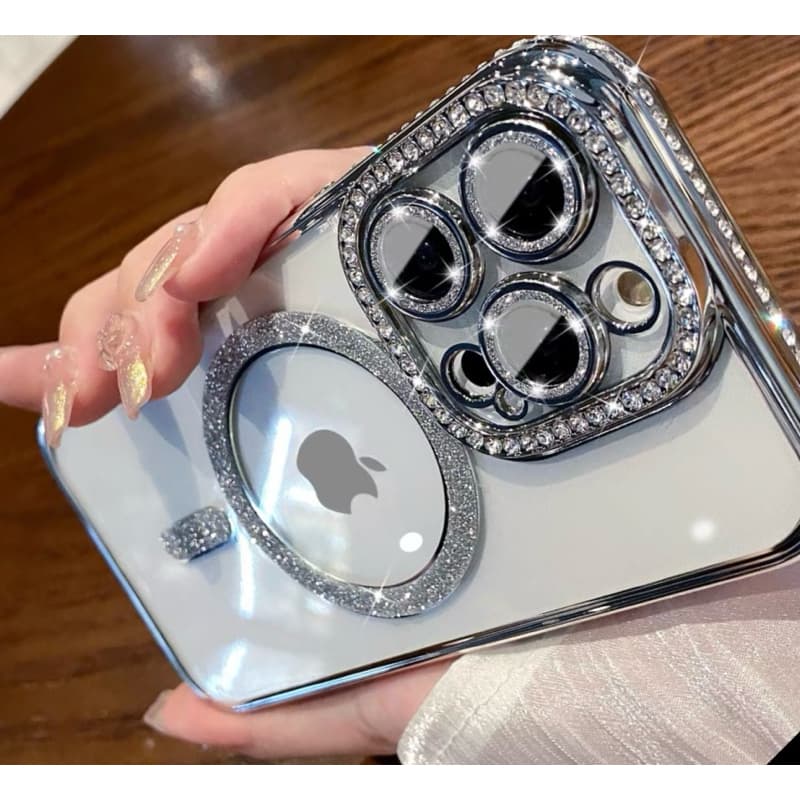 Capa Capinha Cpimagnética magsafe strass Para IPhone 13/iPhone 13pro/iPhone 13promax transparente novo brilho Tpu ante-impacto para carregador sem fio