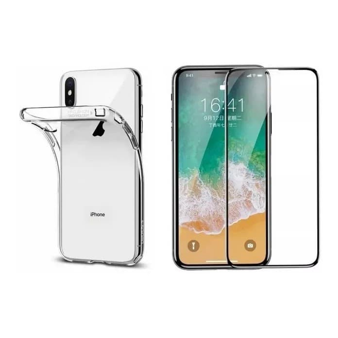 Iphone XR Kit Pelicula De Vidro Temperado 5D mais Kit Limpeza E Capa Antiqueda - Borda Preta