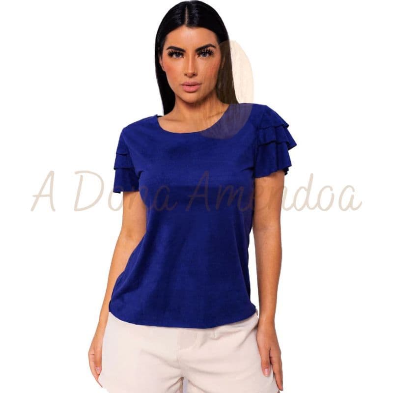 Blusa em Suede Lisa E Blusinha Suede Babado