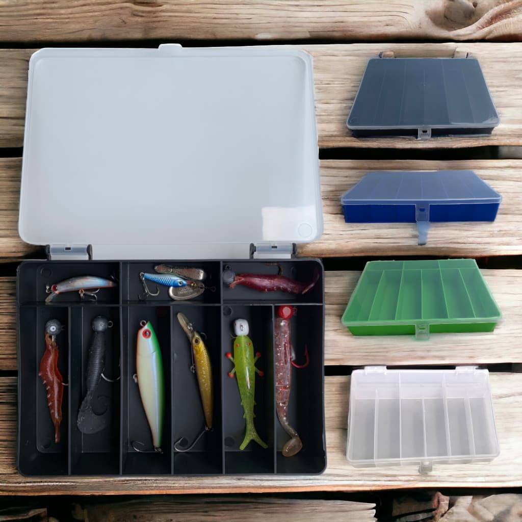 Estojo Organizador Plástico Caixa Porta Iscas Artificias Maleta Pesca Black Pearl Dia do Consumidor