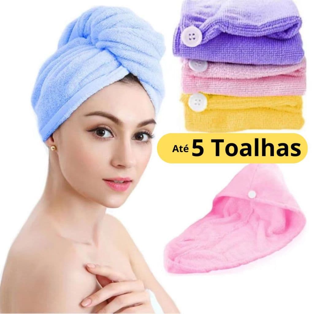 Kit até 5 Toalha Mágica de Cabelo Secagem Rápida (kit com 2, 3, 4 e 5 toalhas)