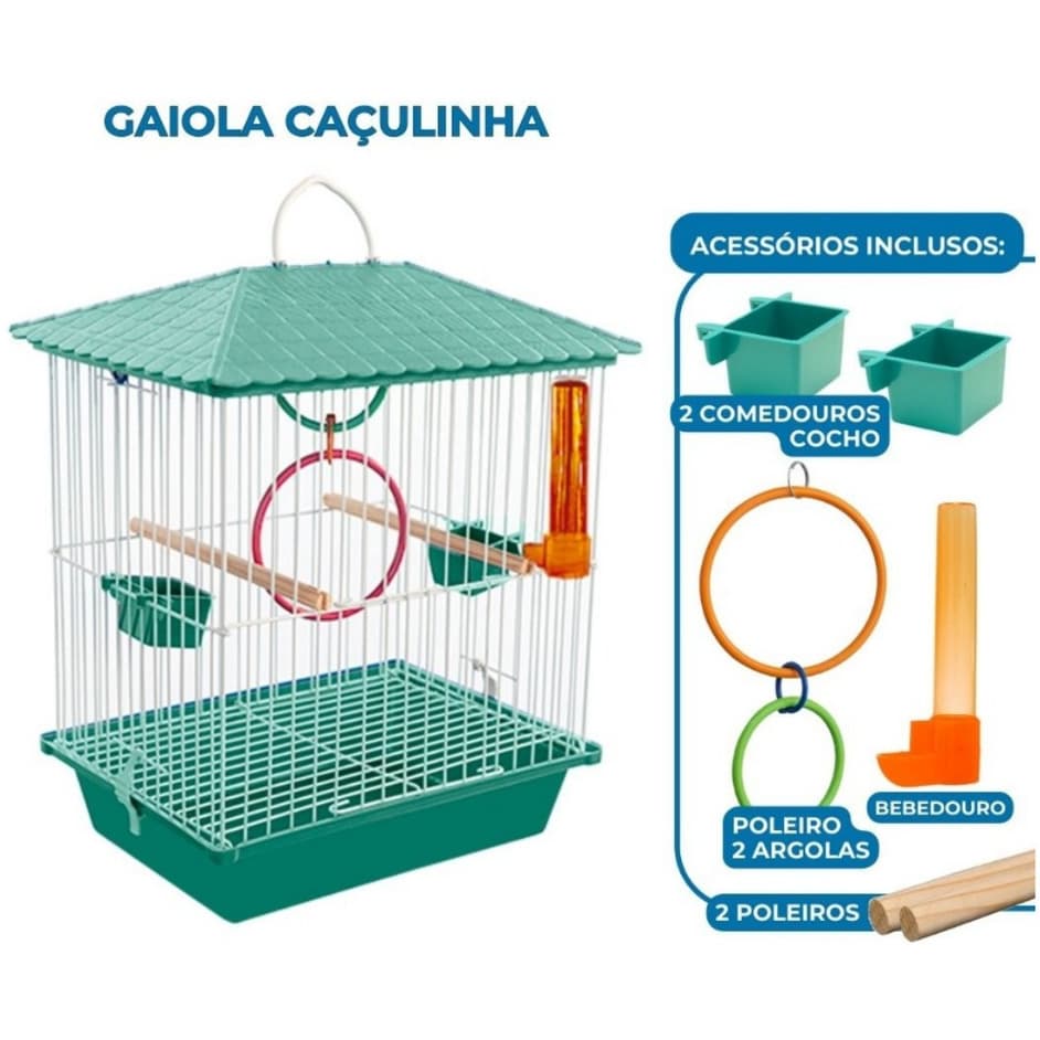 Gaiola Para Periquito Coleiro Calopsita Aves Pequenas Brindes Completa Opção Pet Caçulinha