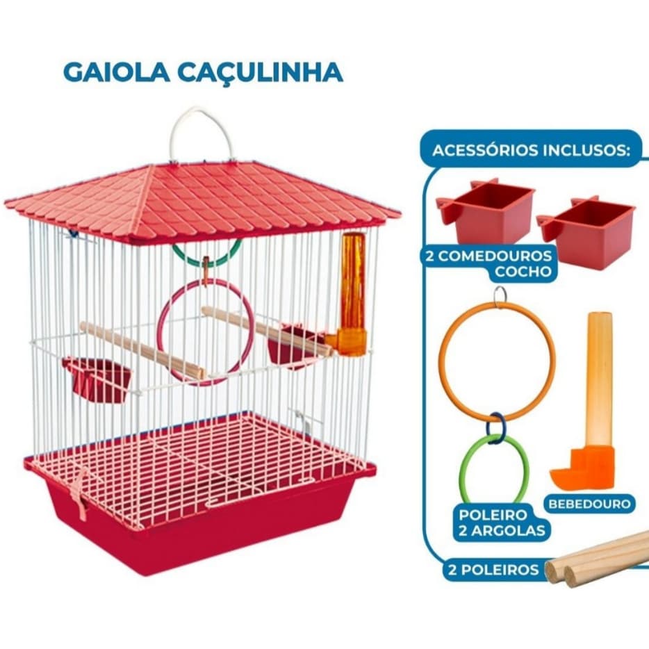 Gaiola Caçulinha Opção Pet para Aves Pássaros Pequenos Periquitos Coleiros Malha Fina