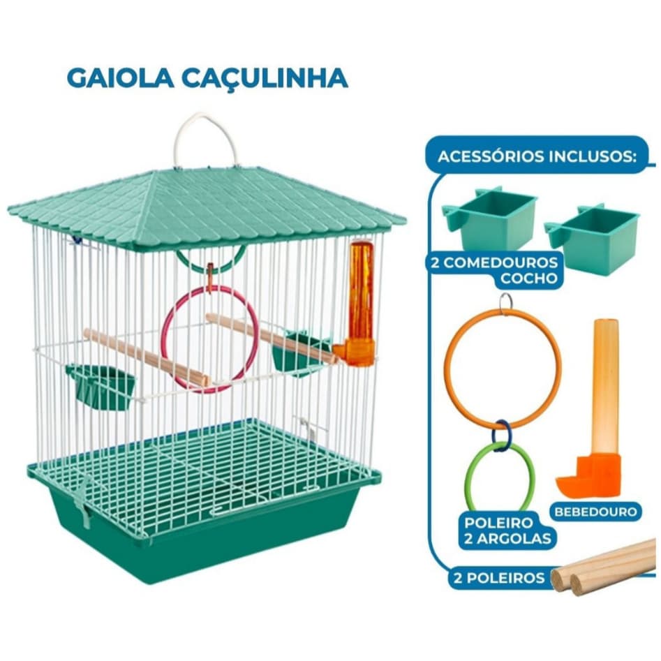 Gaiola Viveiro Para Periquito Coleiro Calopsita Aves Pequenas Brindes Completa Opção Pet Caçulinha