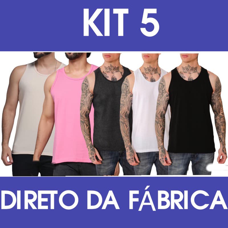kit 5 Regata masculino algodão penteado 30.1..