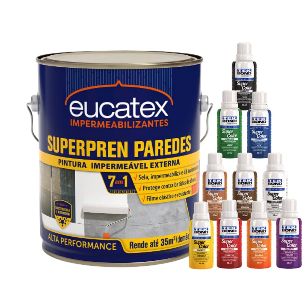 Tinta Emborrachada Parede Impermeável 3,6l Superpren Cores