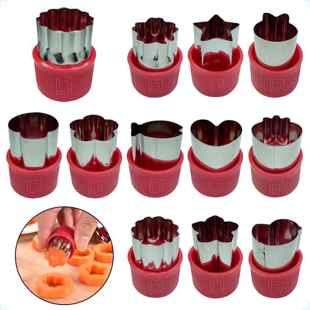 Cortador de Biscoito Cortador de Legumes Cortador de Frutas Molde Confeitaria Aço Inox Kit 12 Peças