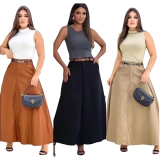 Saia longa Feminina Tecido Alfaiataria