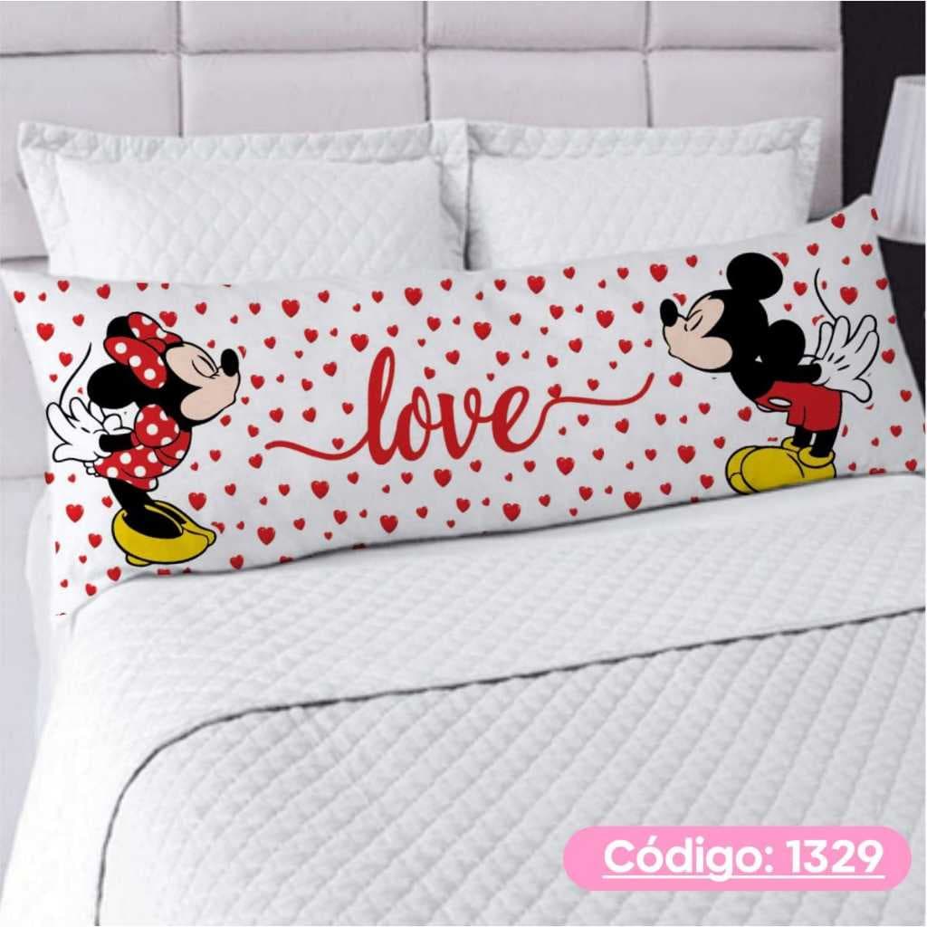 Capa De Travesseiro De Corpo Fronha Xuxão Com Ziper Personalizado 1.25x0.45cm Minnie Mickey