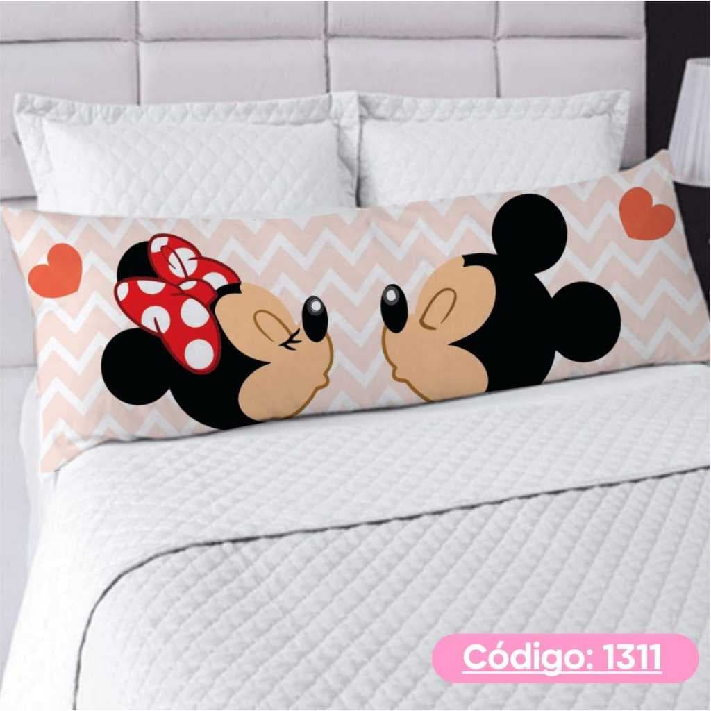 Travesseiro De Corpo Com Fronha e Ziper Xuxão Cheio Fibra de Silicone Personalizado 1.25x0.45cm Minnie e Mickey