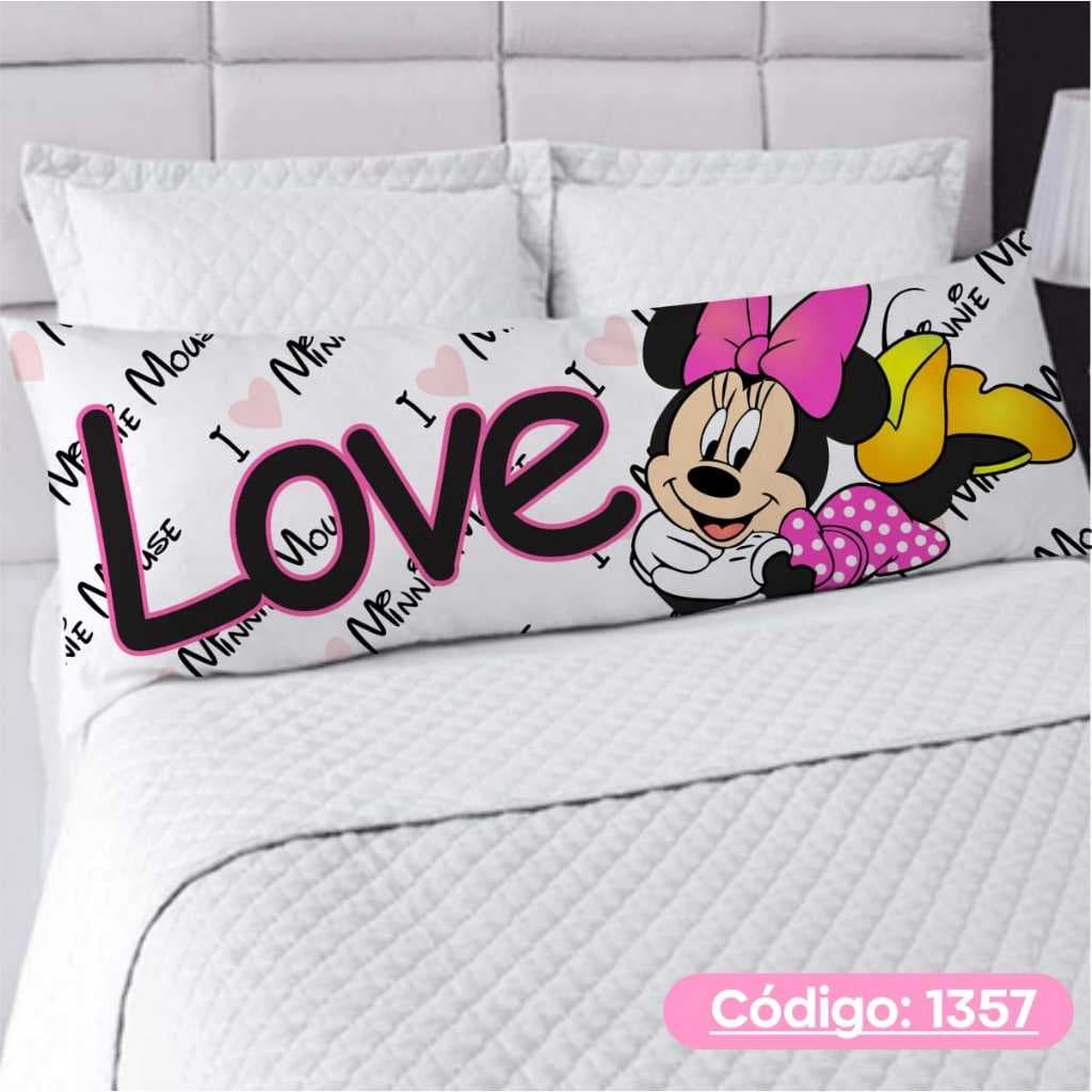 Capa De Travesseiro De Corpo Fronha Xuxão Com Ziper Personalizado 1.25x0.45cm Minnie Mickey