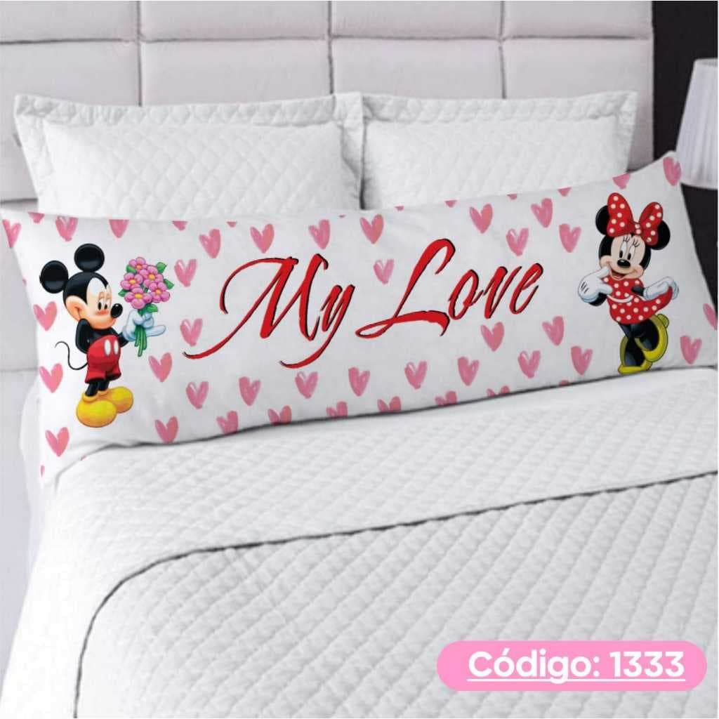Capa De Travesseiro De Corpo Fronha Xuxão Com Ziper Personalizado 1.25x0.45cm Minnie Mickey