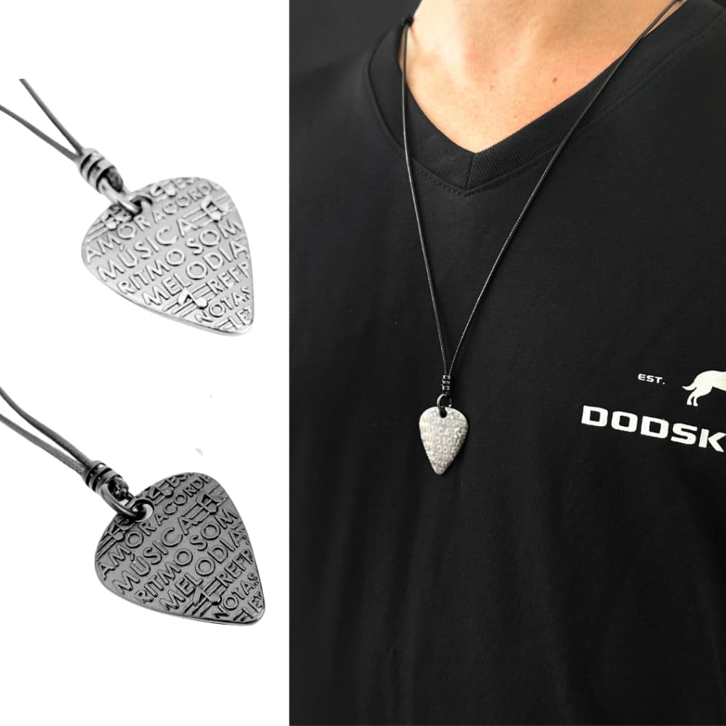 Colar Cordão Palheta Músico Guitarra Vioção Masculino Feminino Ajustável