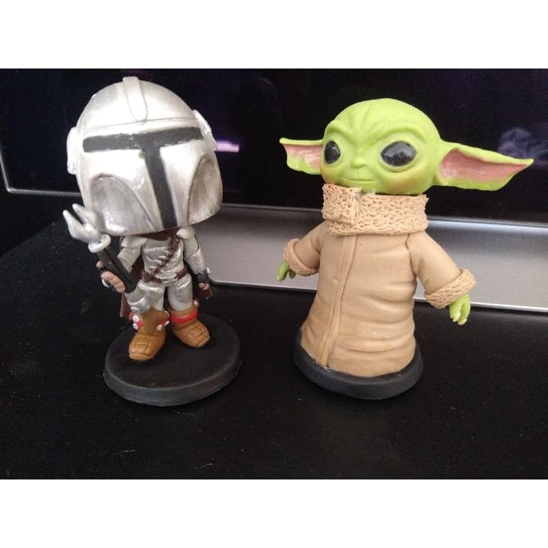 kit Bonecos Baby Yoda + Mandalorian