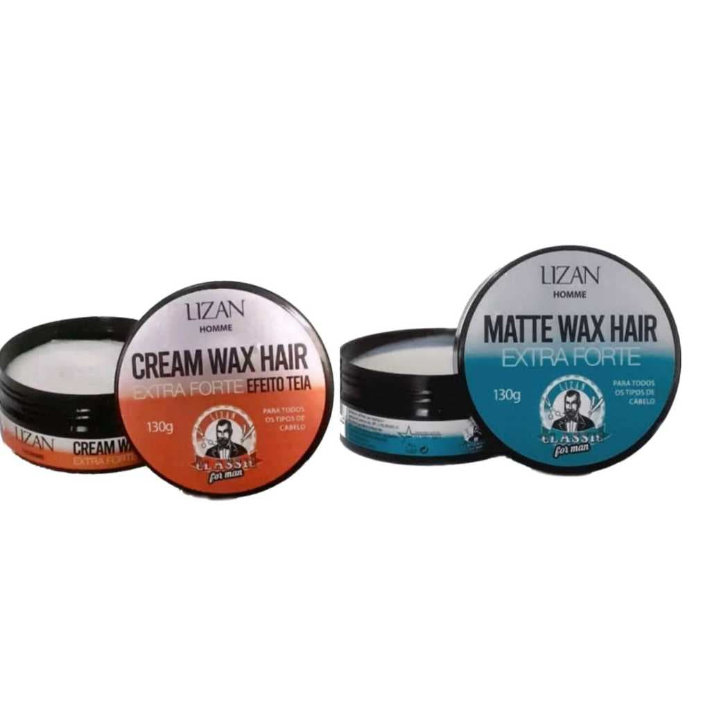 KIT LIZAN COM 1 MATTE WAX HAIR 130G E CREAM WAX HAIR EXTRA FORTE 130G
