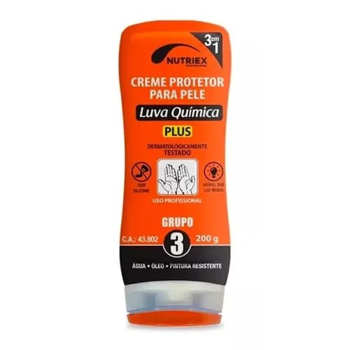 Creme de Proteção Luva Química EPI Nutriex CA 43802 200g Proteção Produtos Quimicos Óleo Pintura