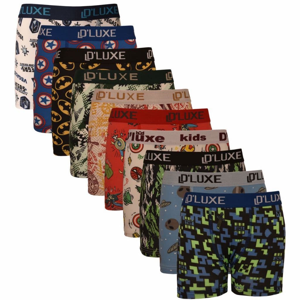 Kit 10 Cuecas Boxer Infantil Menino Microfibra Estampada Confortável Macia Respirável Sortidas Atacado Premium