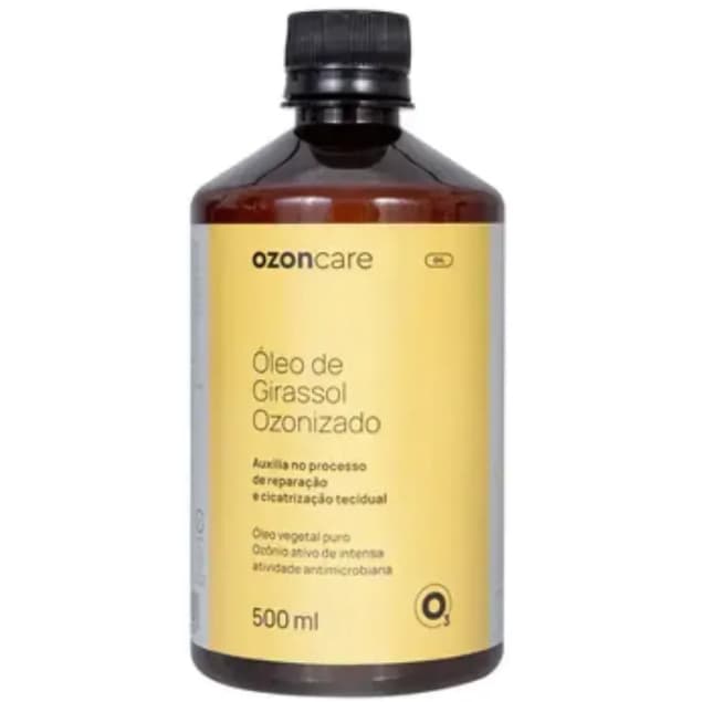 Óleo De Girassol Ozonizado 1L Defesa Da Pele Regeneração Cicatrização Ozonio 500ml