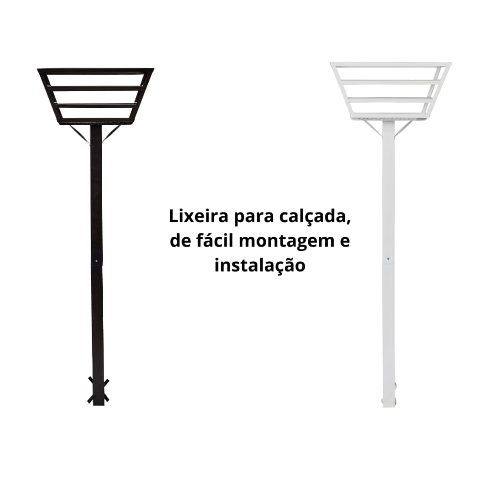 Lixeira de Calçada Aço Externa Rua Durável Coluna Pedestal