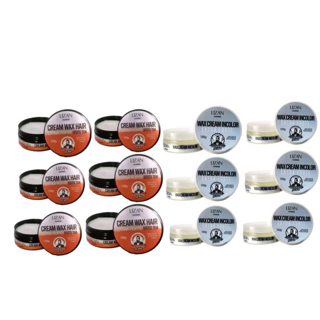 KIT LIZAN COM 6 UNID (CREAN WAX HAIR EXTRA FORTE E CREAM INCOLOR EXTRA FORTE) 130G