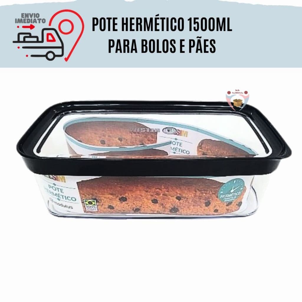 Pote Hermético 1500ml  Anti Impacto Medias Porcoes Porta Mantimentos Para Bolos, Pães , Bolacha, Torrada