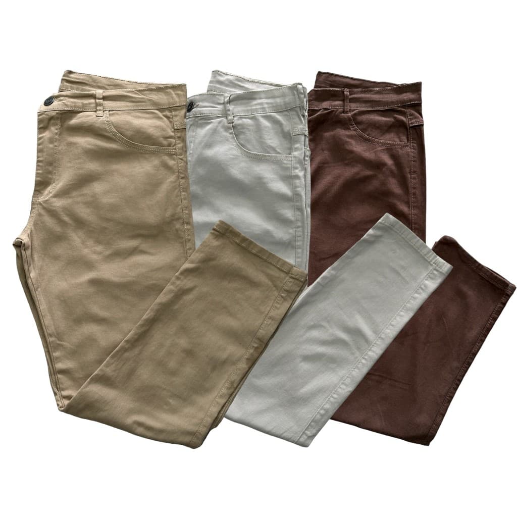 Kit 3 calças sarja basica lisas com elastano slim ou skinny calças a pronta entega diversas cores envio rapido