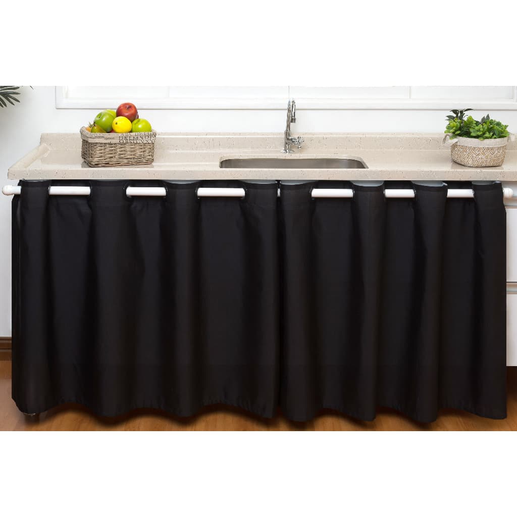 Cortina Cozinha Pia/Balcão 2,80x0,80 com Ilhós Decoração Fácil Instalação Pronta Entrega