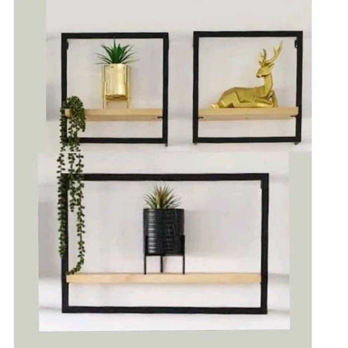 Kit C/3 quadros decorativo quadro com prateleira