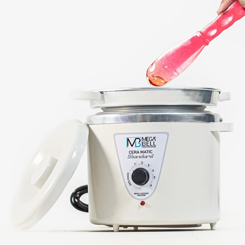 Panela Termocera para Depilação Standard 900g Bivolt Com Refil Todo Branco - Mega Bell (7214 MB)