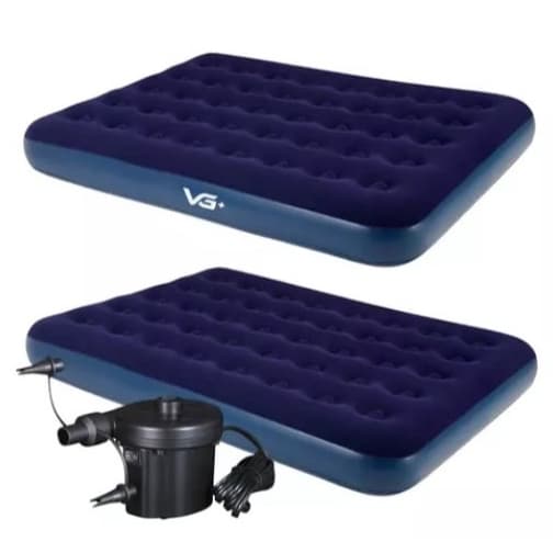 Kit 2 Colchão Inflável Casal Camping Acampamento Suporta 300 Kilos + Bomba de Ar Eletrica Bivolt