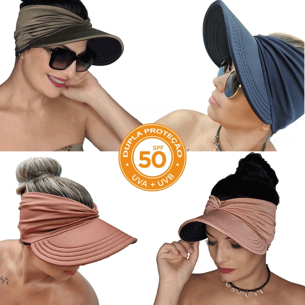 Viseira de Praia Feminina Dupla Face Praia e Piscina com Proteção UV 50