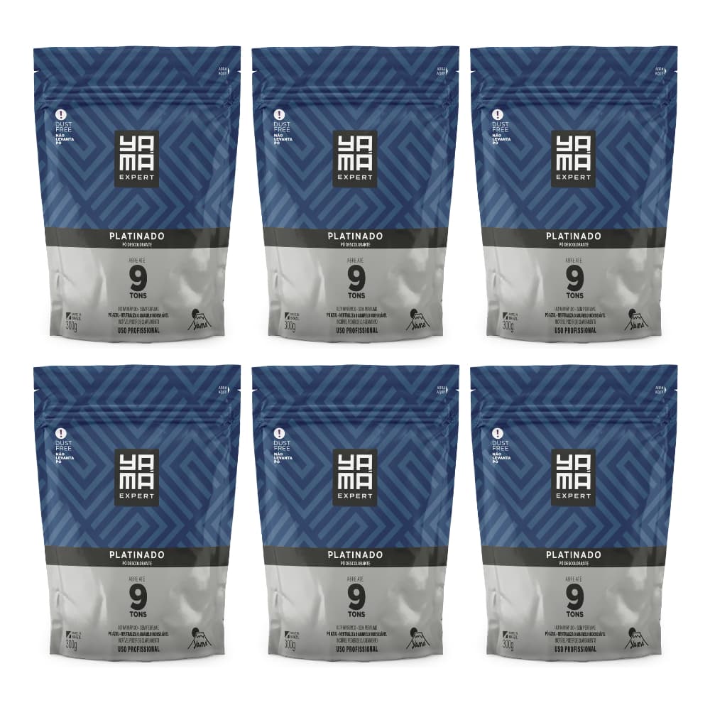 Kit Pó Descolorante Yamá Platinado Refil  300g com 6/Un