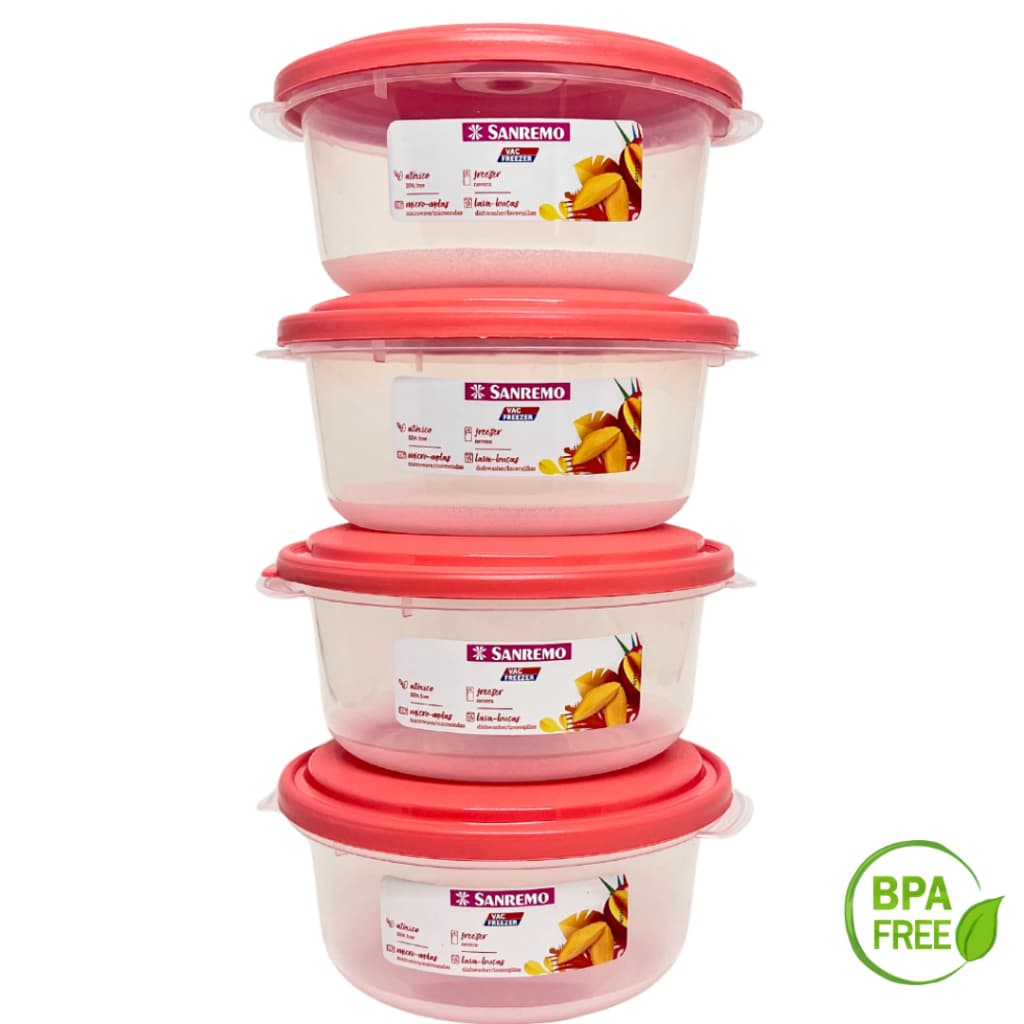 Kit 4 Potes Redondo 530ml Plástico Organizador de Alimentos Cozinha Alta Qualidade Sanremo Marmita