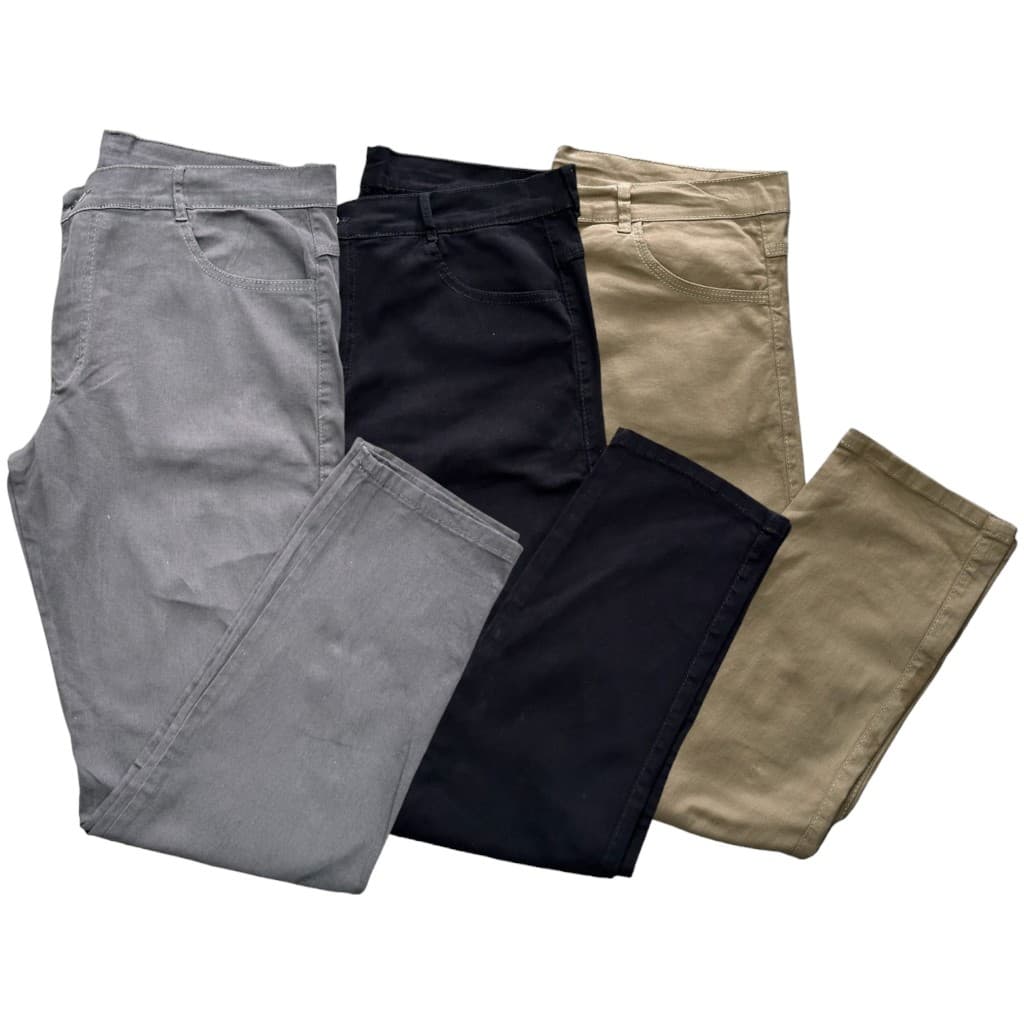 kit com 3 calças básicas masculina sarja lisa Skinny coloridas moda homem confortável e leve para o dia a dia