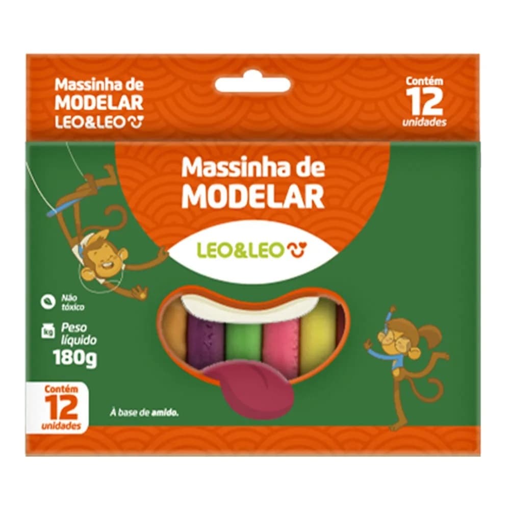 Massa de Modelar 12 Cores 180g Leo e Leo