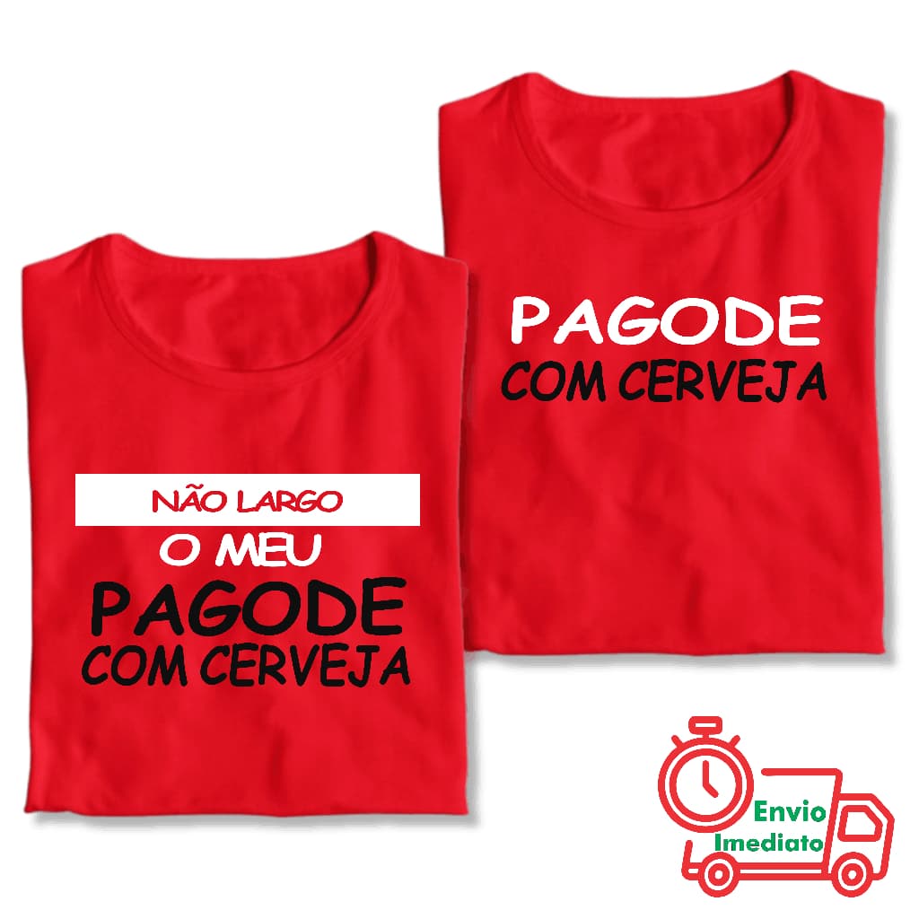 KIT Casal 2 Camisetas (Pagode) Vermelha 100% Algodão