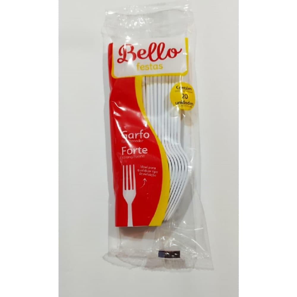 Garfo Forte Branco de Refeição Descartável Bellocopo