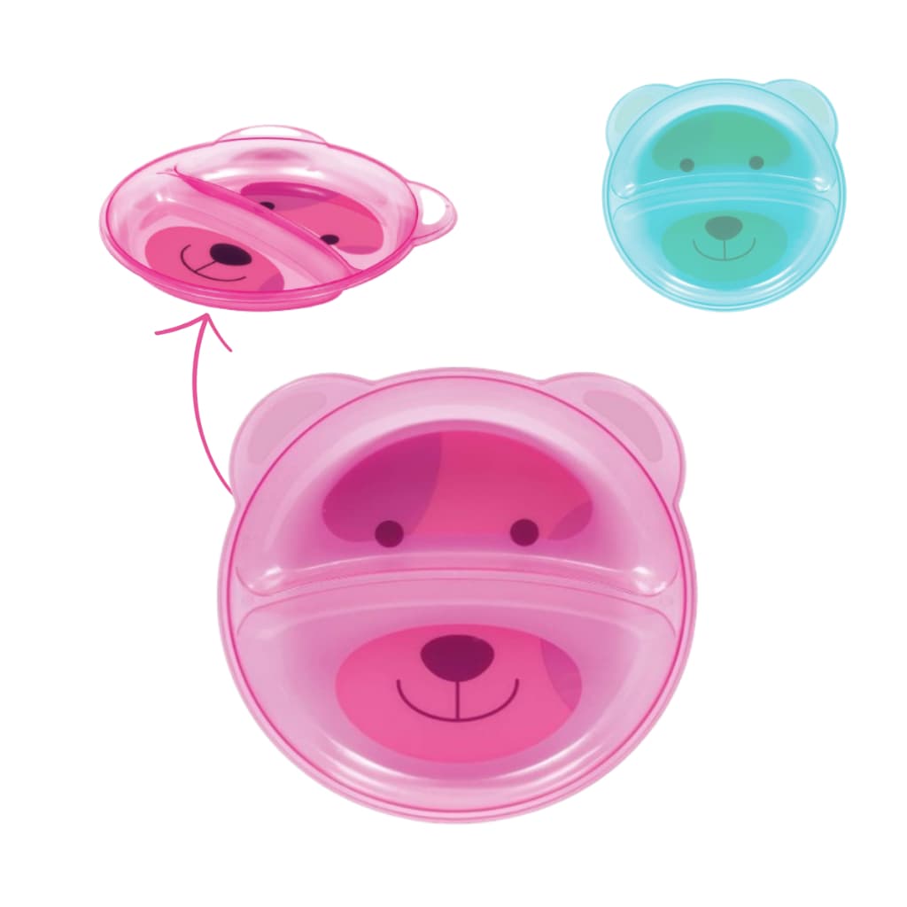 Prato Pratinho Infantil com Divisória Bebê Urso Refeição Bebê Introdução Alimentar Buba (Pratinho Refeiçãp Bebê com Duas divisórias Para Microondas Buba)