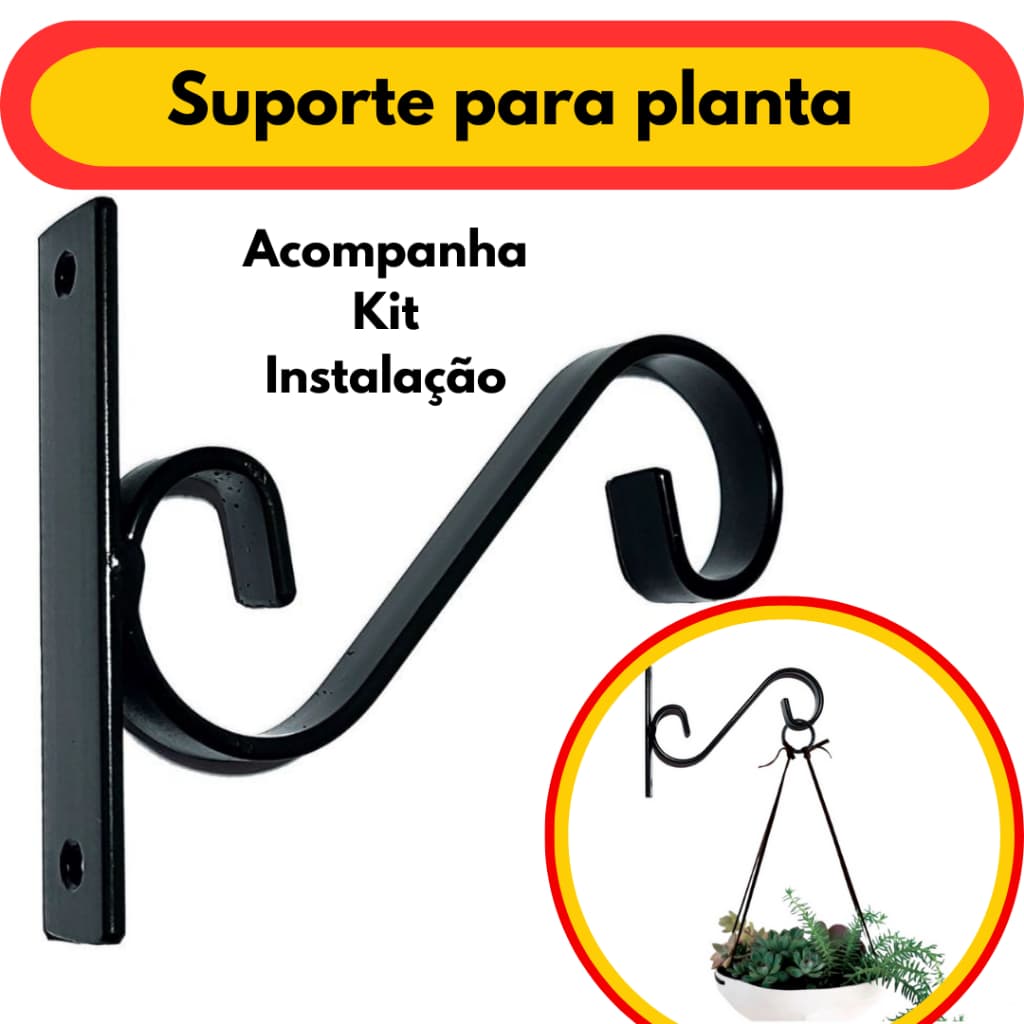 Suporte de ferro para pendurar vasos de plantas na parede mão francesa