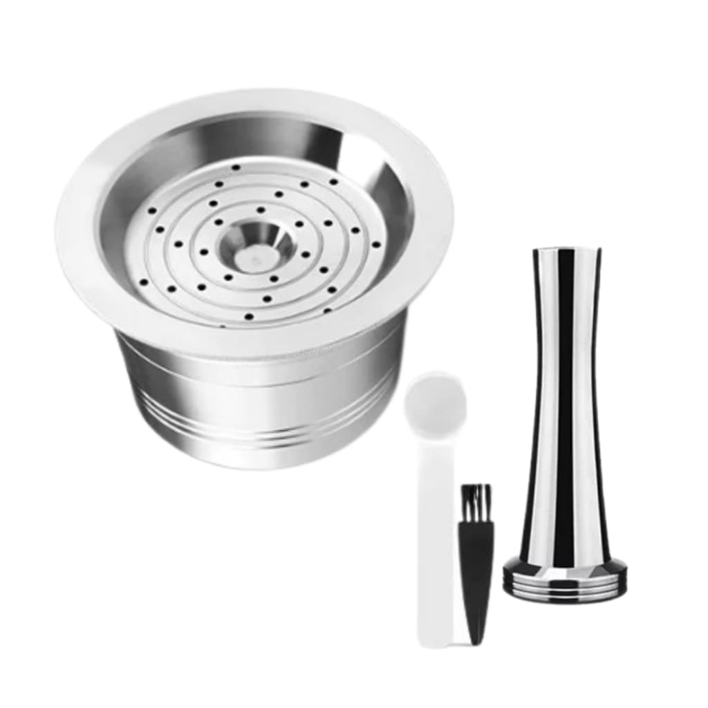 01 Capsula Três Corações Inox Reutilizável + 01Tamper (compactador ou pilão) POP PLU - LOV - MIMO